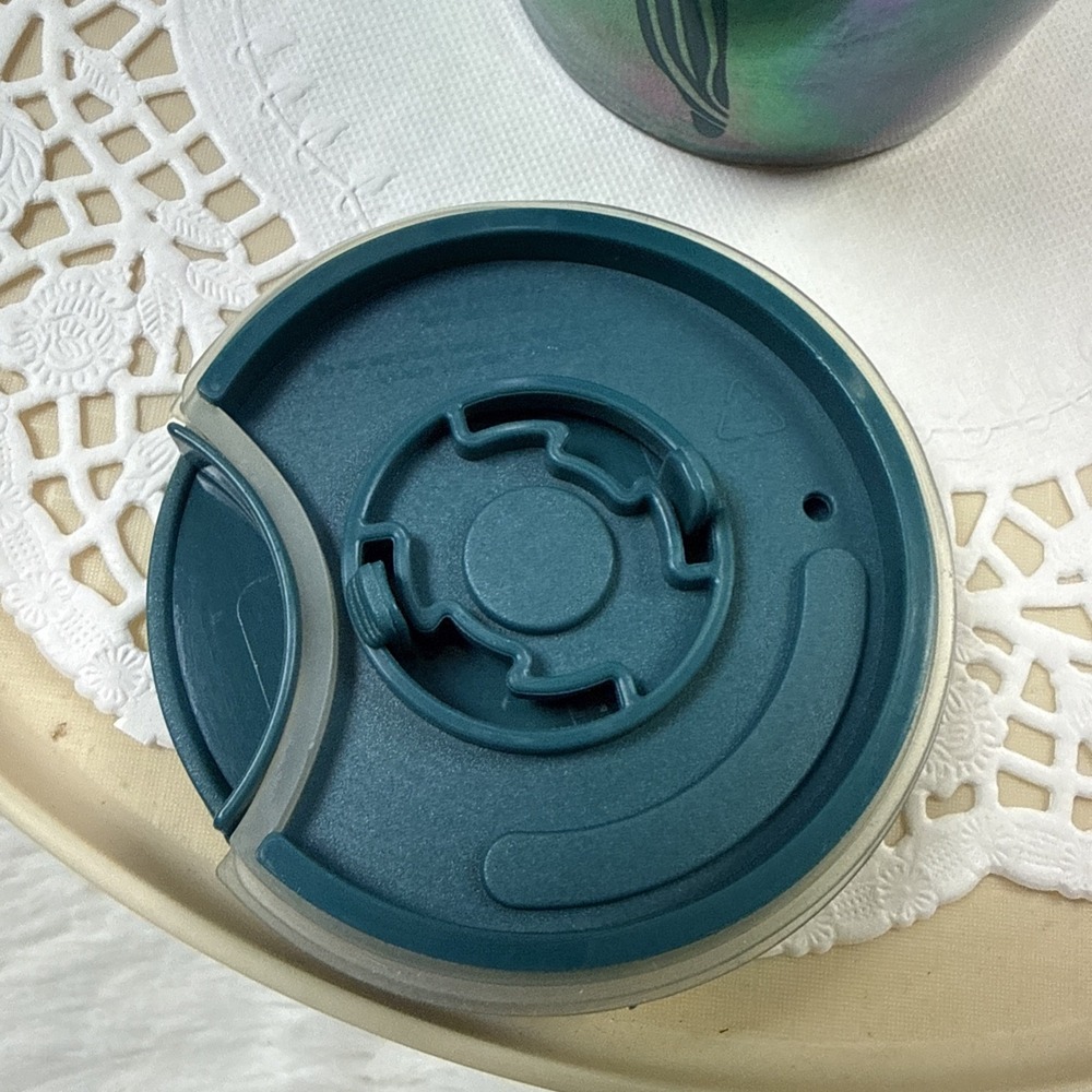 Starbucks 2023 Teal Blue Iridescent Siren Mermaid Ceramic Travel Tumbler Cup Lid - Picture 11 of 11